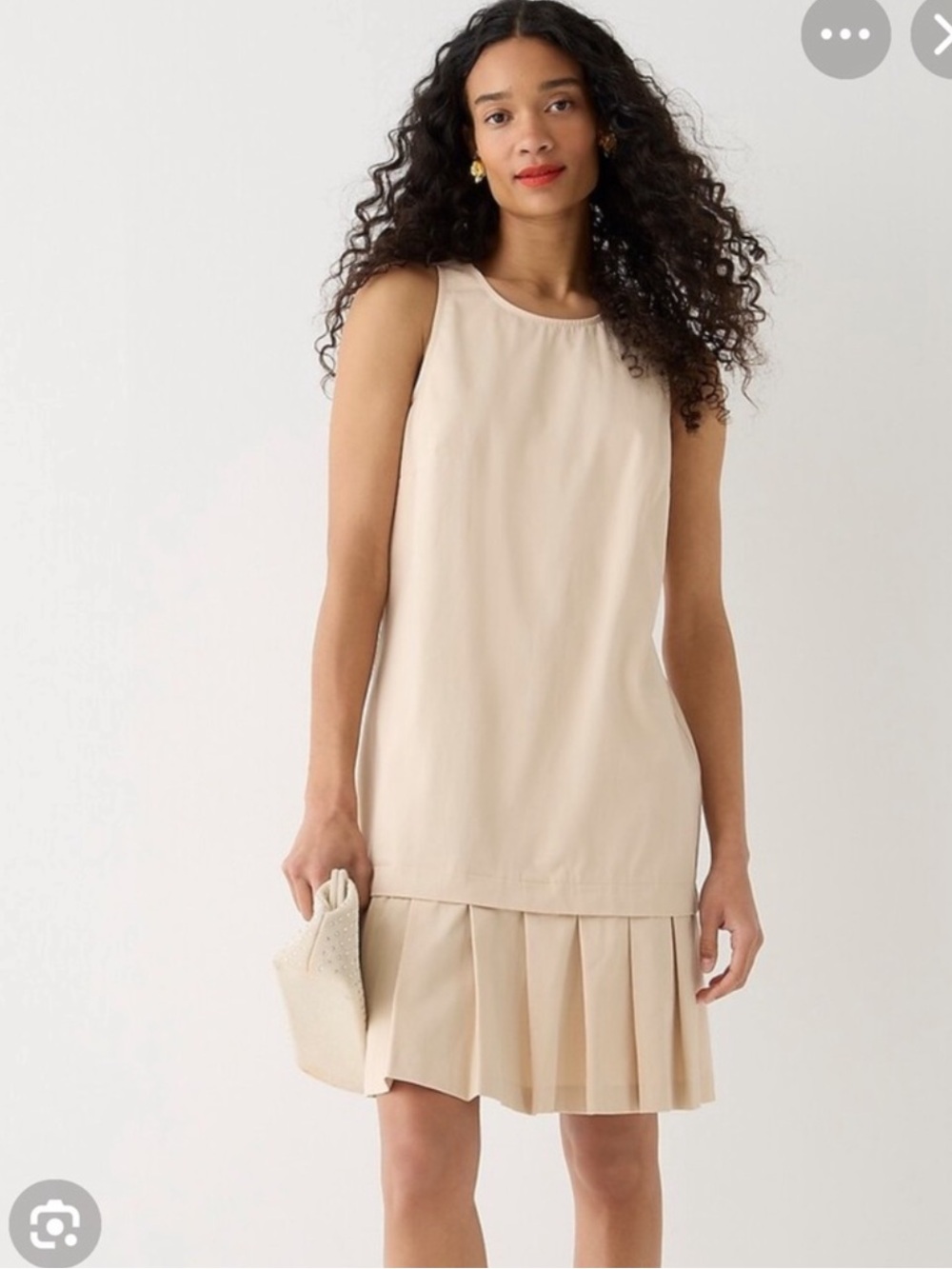 NWT J. Crew Sleeveless Pleated Dress in Beige, S